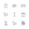 lock , battery ,card ,giftbox , car , maskara , nut , bolt , driver, wrench m, balloons , eps icons set vector