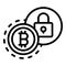 Lock bitcoin icon, outline style