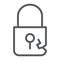Lock breach line icon, privacy and protect, padlock sign, vector graphics, a linear pattern on a white background.