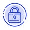 Lock, Computing, Locked, Security Blue Dotted Line Line Icon