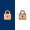 Lock, Computing, Locked, Security  Icons. Flat and Line Filled Icon Set Vector Blue Background