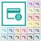 Lock credit card transactions flat color icons with quadrant frames