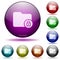 Lock directory icon in glass sphere buttons