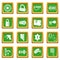 Lock door types icons set green square vector