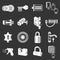 Lock door types icons set grey vector