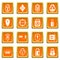 Lock door types icons set orange square vector