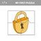 Lock. Education paper game for preshool children. Vector. Jigsaw puzzle