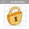 Lock. Education paper game for preshool children. Vector. Jigsaw puzzle