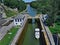 Lock gate with boat on the Erie Canal