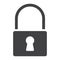 Lock glyph icon, web and mobile, security sign