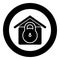 Lock house home protection with locked padlock concept safety defense security icon in circle round black color vector