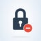 Lock icon delete minus sign. system password cancel vector