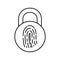 Lock icon with Fingerprint  icon. black vector symbol of lock