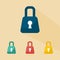 Lock icon with long shadow. flat style illustration. Padlock icon , Vector illustration flat design with long shadow.