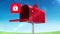 Lock icon in the mailbox on blue sky background