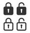 Lock icon. Padlock unlock. Password for closed of locker on website. Symbol of private and security in line style. Open safe with