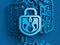Lock icon for security and cybersecurity. access to networks, the internet, and IT systems that are secure.