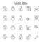 Lock icon set in thin line style