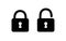 Lock icon. Unlock open lock. Padlock symbol password. Black private sign isolated on white background. Closed lock. Code safety. S