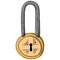 Lock icon. Vector illustration of a metal lock. Hand drawn lock. Round lock with keyhole