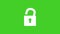 Lock icon - White Padlock sign - animated cartoon unlock animation on a Green screen background