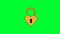 Lock key green screen animation. Open lock with a key and Unlocking closed lock. Security concept