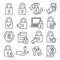 Lock line icons set on white background