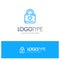 Lock, Locker, Heart, Heart Hacker, Heart Lock Blue Outline Logo Place for Tagline