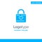Lock, Locker, Heart, Heart Hacker, Heart Lock Blue Solid Logo Template. Place for Tagline
