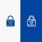 Lock, Locker, Heart, Heart Hacker, Heart Lock Line and Glyph Solid icon Blue banner Line and Glyph Solid icon Blue banner
