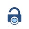 Lock love open security icon