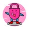 Lock mascot cute cartoon with flashy expression