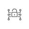 Lock media network data protection line icon