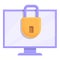 Lock monitor data icon cartoon vector. Secure privacy