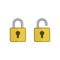 Lock open and lock closed vector icons isolated on white background