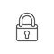 Lock, padlock line icon, outline vector sign, linear style pictogram isolated on white.