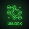 Lock pattern neon light icon