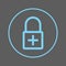 Lock with plus circular line icon. Add encryption Round colorful sign. Flat style vector symbol.