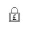 Lock, pound icon. Element of finance illustration. Signs and symbols icon can be used for web, logo, mobile app, UI, UX