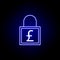 lock pound icon in neon style. Element of finance illustration. Signs and symbols icon can be used for web, logo, mobile app, UI,