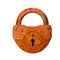 Lock. Realistic Padlock metal and rusty. Closed lock, security icon isolated on white background. Vector illustration