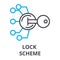 Lock scheme thin line icon, sign, symbol, illustation, linear concept, vector