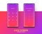 Lock screen smartphone interface vector template, Mobile app page purple gradient design layout, Flat UI for application