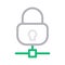 Lock sharing thin line color vector icon