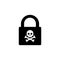 Lock sign black icon and skull and crossbones sign. Vector illustration eps 10