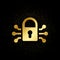 Lock smart security gold icon. Vector illustration of golden particle background