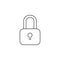 Lock thin line icon, security outline vector logo illustration,