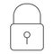 Lock thin line icon, security and padlock, door lock sign, vector graphics, a linear pattern on a white background.