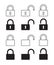 Lock and unlock icon. Padlock open and closed sign. Log in and log out symbol. Security access logo. Vector illustration image.