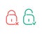 Lock and unlock icons. Check mark and cross icons. Padlock sign.